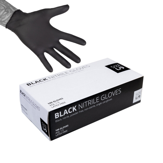 Box of 100 Unigloves Select Black Nitrile Gloves