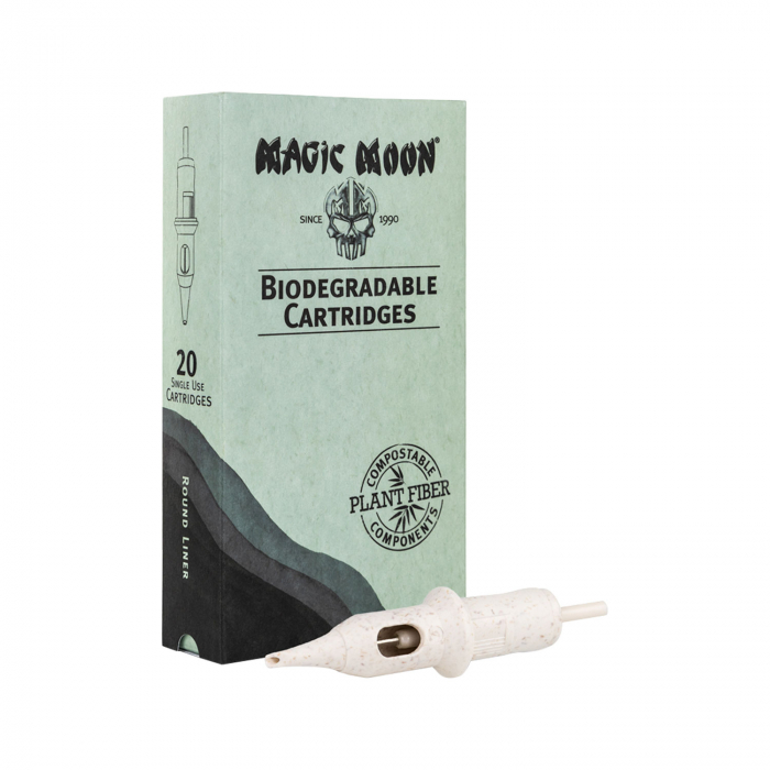Box of 20 Magic Moon Biodegradable Cartridges 0.35MM Round Liner Long Taper