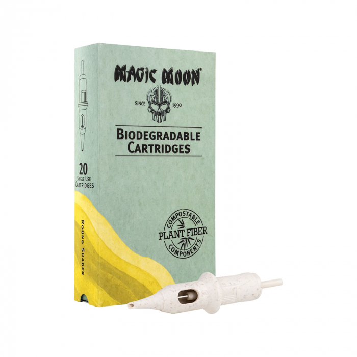Box of 20 Magic Moon Biodegradable Cartridges - 0.30mm Round Shader Long Taper