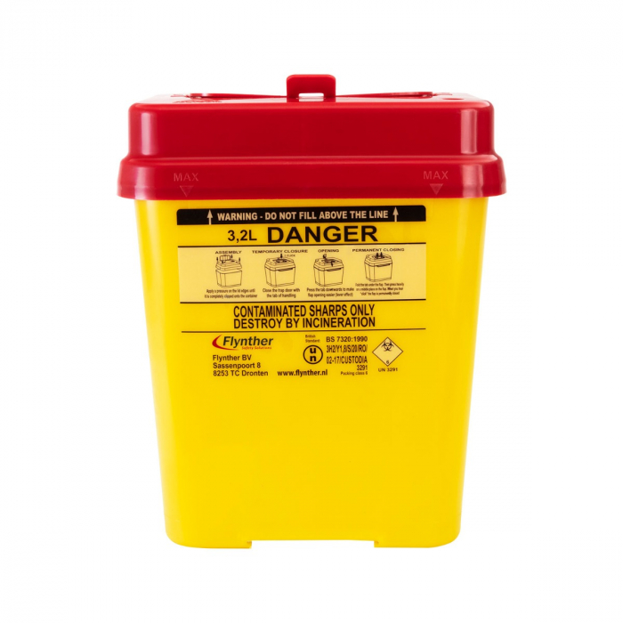 Flynther Tattoo Sharps Bin 3.2L Capacity