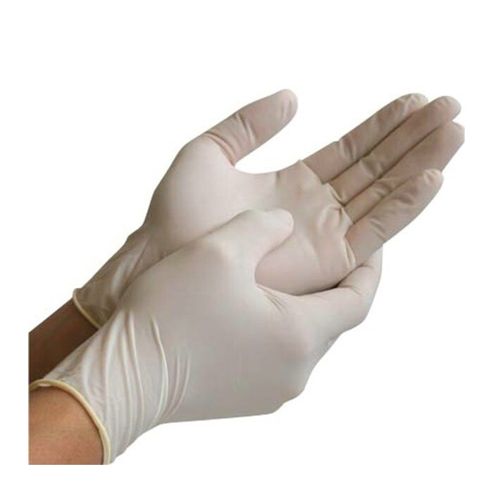 Box of 100 Cream Unicare Latex PF Gloves