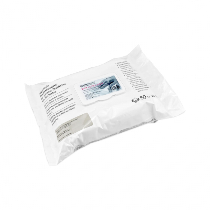 Pack of 80 Unigloves Wet Wipes Plus Aldehyde-Free (250mm x 250mm)