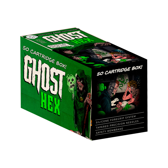 Box of 50 Ghost HEX Needle Cartridges Soft Edge Bugpin Magnum - Long Taper