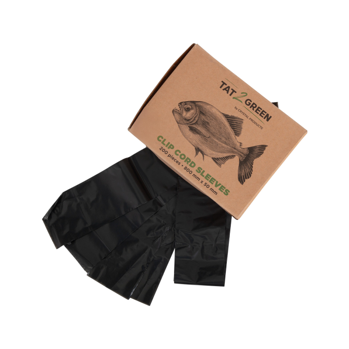 Box of 200 Tat2Green - Black Pre-Cut Clip Cord Sleeves