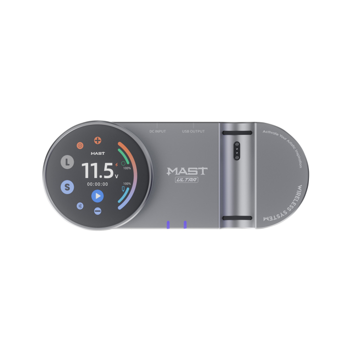 Dragonhawk Mast Archer Ultra Tattoo Machine with Charging Dock - Matte Gray - 4.5mm Stroke