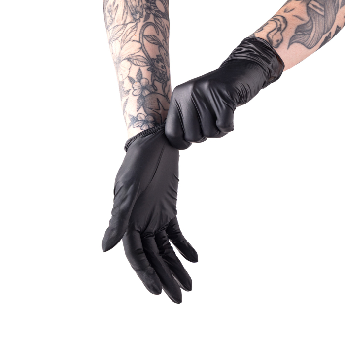 Box of 100 Saferly Black Nitrile Gloves - Case of 10
