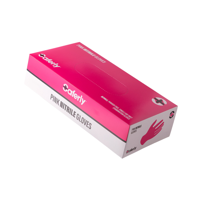 Box of 100 Saferly Pink Nitrile Gloves