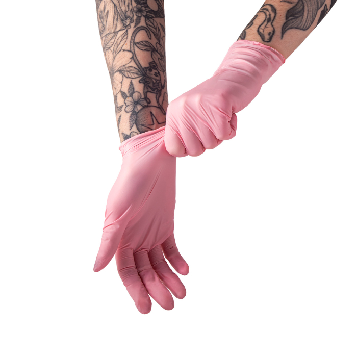 Box of 100 Saferly Pink Nitrile Gloves - Case of 10