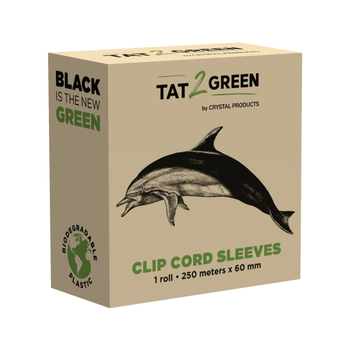 Tat2Green - Black Clip Cord Sleeves Roll Uncut - 250m x 50mm