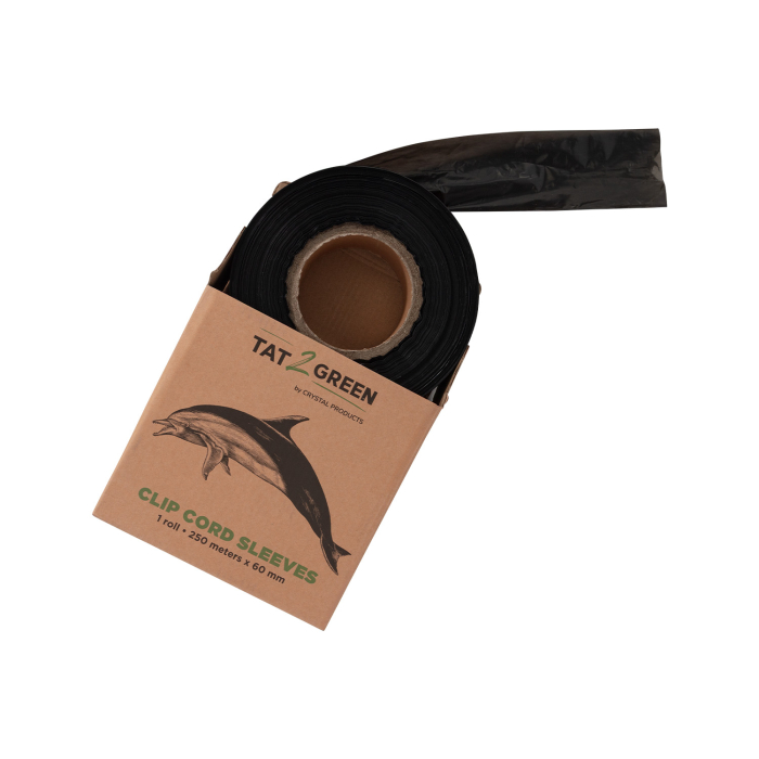 Tat2Green - Black Clip Cord Sleeves Roll Uncut - 250m x 50mm