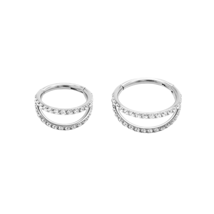 Tilum Titanium Faux Jewelled Double Hoop Clicker Ring