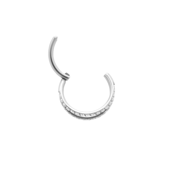 Tilum Titanium Faux Jewelled Double Hoop Clicker Ring