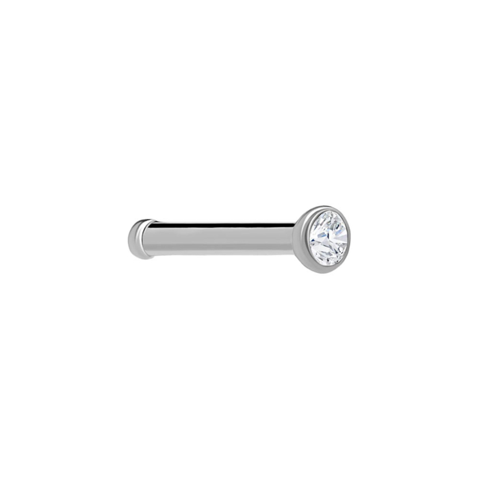 Tilum Titanium Nostril Bone with Martini Bezel-Set Jewel