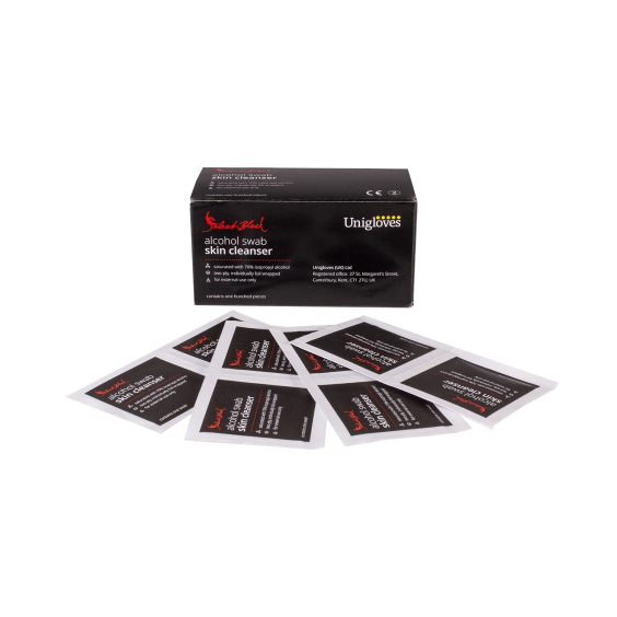 Box of 100 Unigloves 70 percent IPA alcohol swab skin cleanser sachets