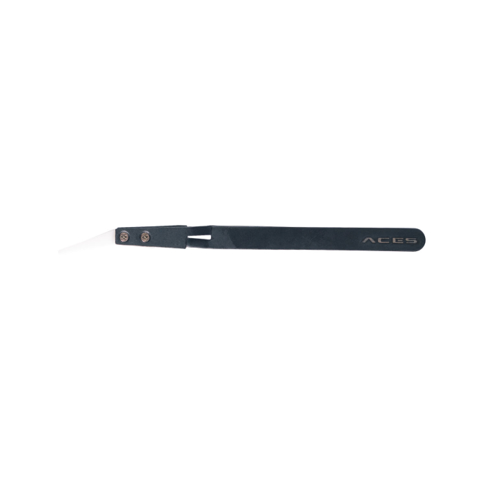 Black Angled Jewellery Tweezers with Ceramic Tip - Aces Supply