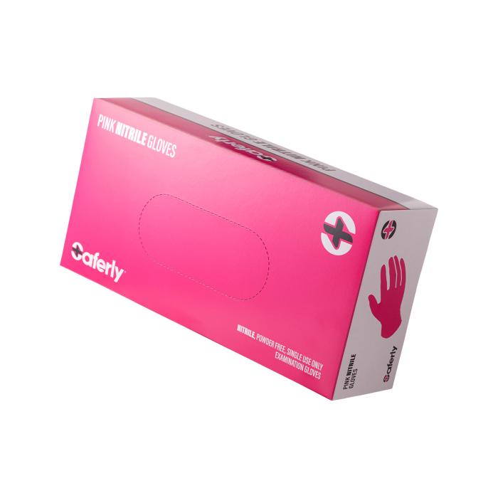 Box of 100 Saferly Pink Nitrile Gloves - Case of 10