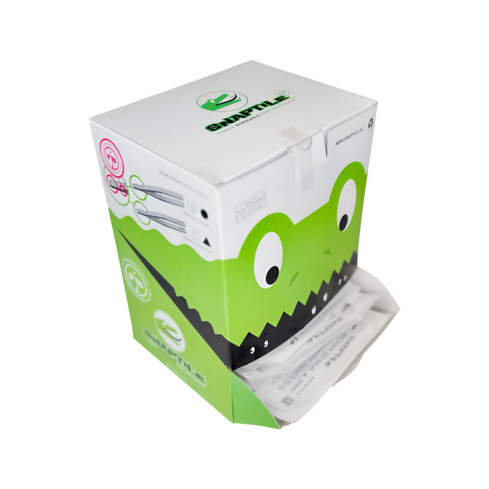 Box of 100 Snaptile Sterile Disposable Triangular Open Piercing Forceps