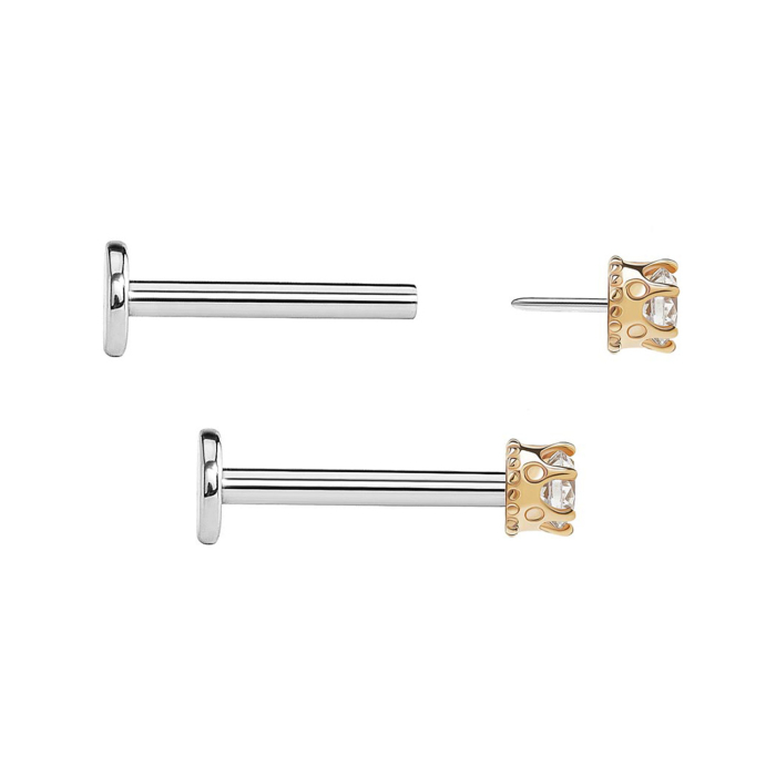 Tilum Threadless Crown with Jewel 14kt Gold