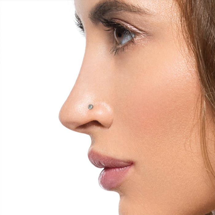 Tilum Titanium Nostril Bone with Martini Bezel-Set Jewel